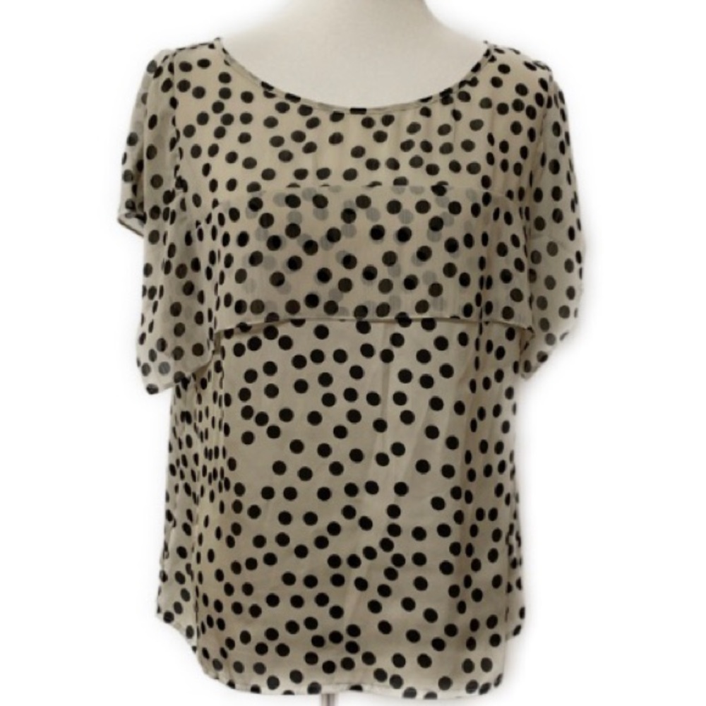 Zac + Rachel Tan and Black Polka Dot Top